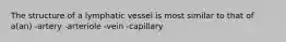 The structure of a lymphatic vessel is most similar to that of a(an) -artery -arteriole -vein -capillary