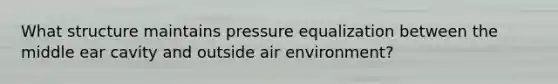 What structure maintains pressure equalization between the middle ear cavity and outside air environment?