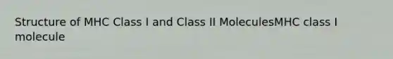 Structure of MHC Class I and Class II MoleculesMHC class I molecule