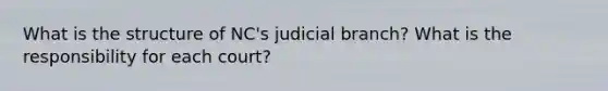 What is the structure of NC's judicial branch? What is the responsibility for each court?