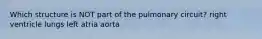 Which structure is NOT part of the pulmonary circuit? right ventricle lungs left atria aorta