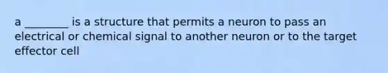 a ________ is a structure that permits a neuron to pass an electrical or chemical signal to another neuron or to the target effector cell