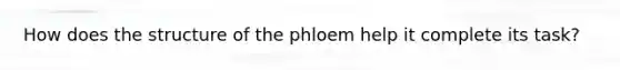 How does the structure of the phloem help it complete its task?