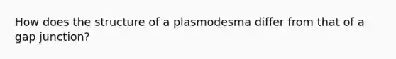 How does the structure of a plasmodesma differ from that of a gap junction?