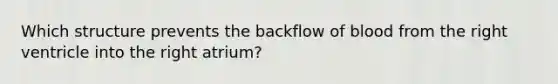 Which structure prevents the backflow of blood from the right ventricle into the right atrium?