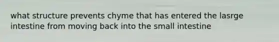 what structure prevents chyme that has entered the lasrge intestine from moving back into the small intestine