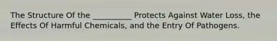 The Structure Of the __________ Protects Against Water Loss, the Effects Of Harmful Chemicals, and the Entry Of Pathogens.