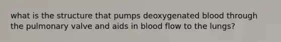 what is the structure that pumps deoxygenated blood through the pulmonary valve and aids in blood flow to the lungs?