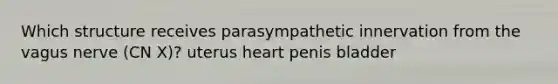 Which structure receives parasympathetic innervation from the vagus nerve (CN X)? uterus heart penis bladder