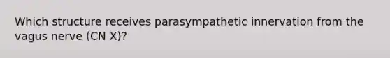 Which structure receives parasympathetic innervation from the vagus nerve (CN X)?