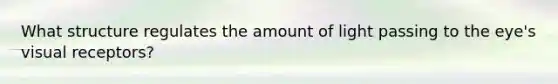 What structure regulates the amount of light passing to the eye's visual receptors?