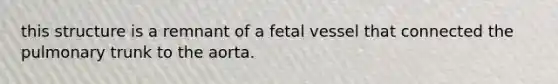 this structure is a remnant of a fetal vessel that connected the pulmonary trunk to the aorta.