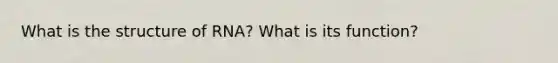 What is the structure of RNA? What is its function?