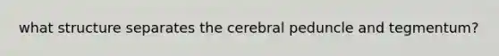 what structure separates the cerebral peduncle and tegmentum?