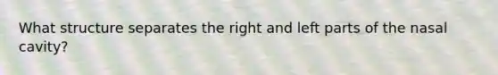 What structure separates the right and left parts of the nasal cavity?