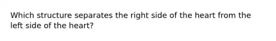 Which structure separates the right side of <a href='https://www.questionai.com/knowledge/kya8ocqc6o-the-heart' class='anchor-knowledge'>the heart</a> from the left side of the heart?
