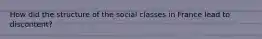 How did the structure of the social classes in France lead to discontent?