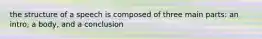 the structure of a speech is composed of three main parts: an intro, a body, and a conclusion