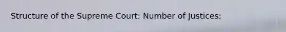 Structure of the Supreme Court: Number of Justices: