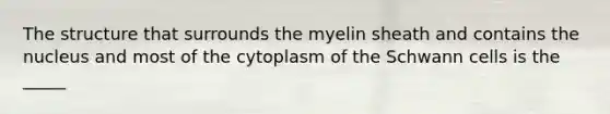 The structure that surrounds the myelin sheath and contains the nucleus and most of the cytoplasm of the Schwann cells is the _____