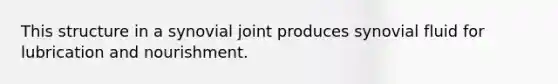 This structure in a synovial joint produces synovial fluid for lubrication and nourishment.