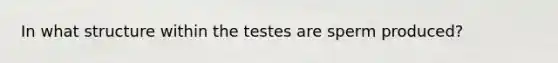 In what structure within the testes are sperm produced?