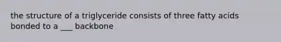 the structure of a triglyceride consists of three fatty acids bonded to a ___ backbone