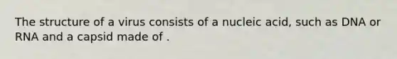 The structure of a virus consists of a nucleic acid, such as DNA or RNA and a capsid made of .