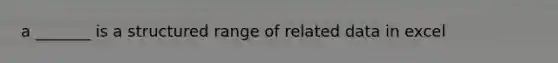 a _______ is a structured range of related data in excel