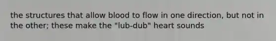 the structures that allow blood to flow in one direction, but not in the other; these make the "lub-dub" heart sounds