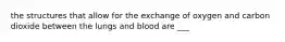 the structures that allow for the exchange of oxygen and carbon dioxide between the lungs and blood are ___