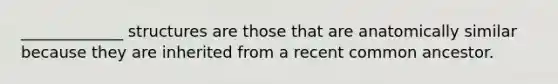 _____________ structures are those that are anatomically similar because they are inherited from a recent common ancestor.