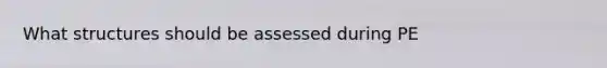 What structures should be assessed during PE