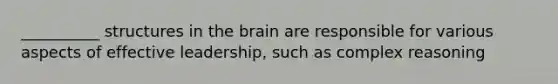 __________ structures in the brain are responsible for various aspects of effective leadership, such as complex reasoning