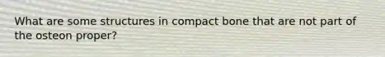 What are some structures in compact bone that are not part of the osteon proper?