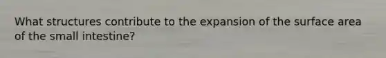 What structures contribute to the expansion of the surface area of the small intestine?