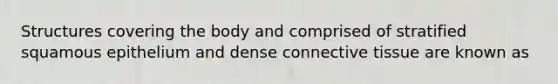 Structures covering the body and comprised of stratified squamous epithelium and dense connective tissue are known as