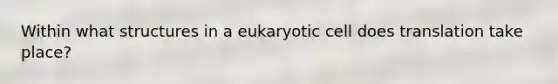 Within what structures in a eukaryotic cell does translation take place?