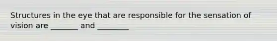 Structures in the eye that are responsible for the sensation of vision are _______ and ________