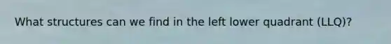 What structures can we find in the left lower quadrant (LLQ)?