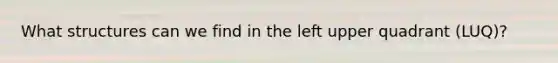 What structures can we find in the left upper quadrant (LUQ)?