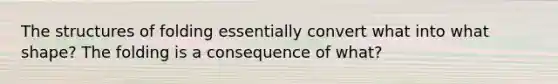 The structures of folding essentially convert what into what shape? The folding is a consequence of what?