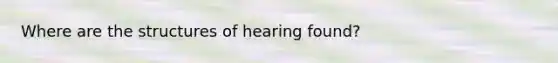 Where are the structures of hearing found?