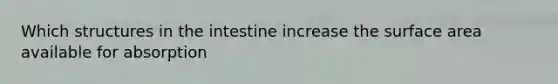 Which structures in the intestine increase the surface area available for absorption