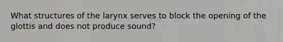 What structures of the larynx serves to block the opening of the glottis and does not produce sound?