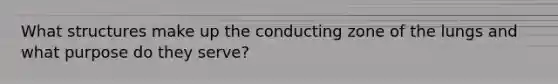 What structures make up the conducting zone of the lungs and what purpose do they serve?