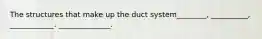 The structures that make up the duct system________, __________, ____________. ______________.