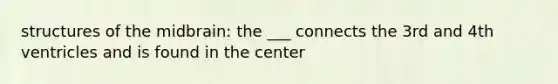 structures of the midbrain: the ___ connects the 3rd and 4th ventricles and is found in the center