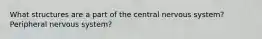 What structures are a part of the central nervous system? Peripheral nervous system?