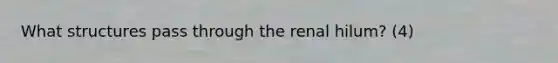 What structures pass through the renal hilum? (4)